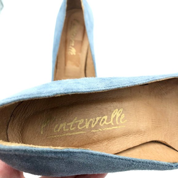 L'Intervalle Anyl Blue Suede Barrel Block Heels 37 - Picture 8 of 13